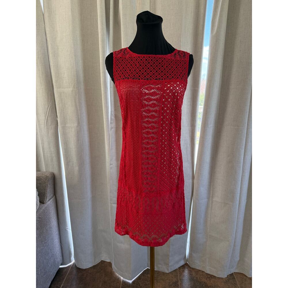 Red Lace Dress By Jax Size 6